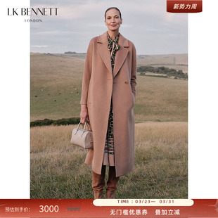 单粒扣腰带设计 简约插肩袖 BENNETT驼色绵羊毛大衣冬新款