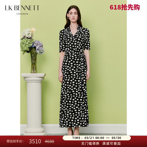 LKBENNETT黑色波点赫本风连衣裙