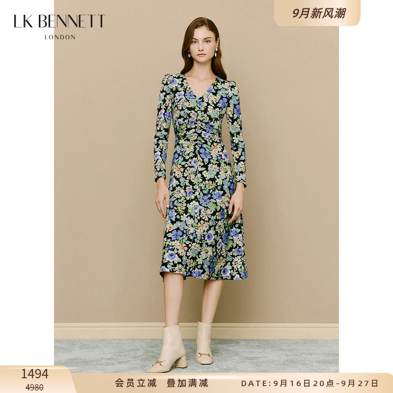 法式复古lkbennett腰部抽褶