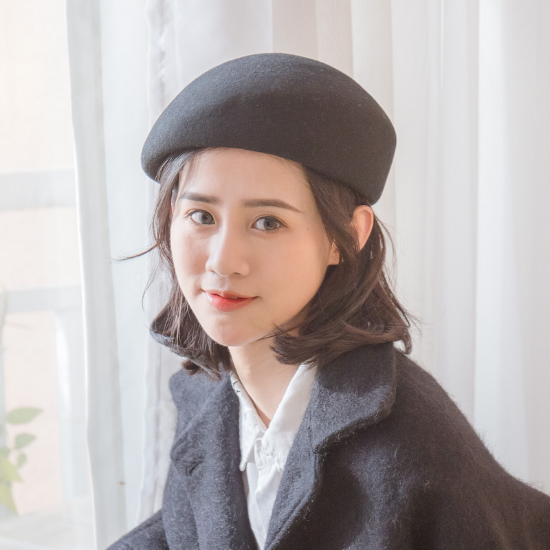 贝雷帽羊毛呢英伦复古秋冬