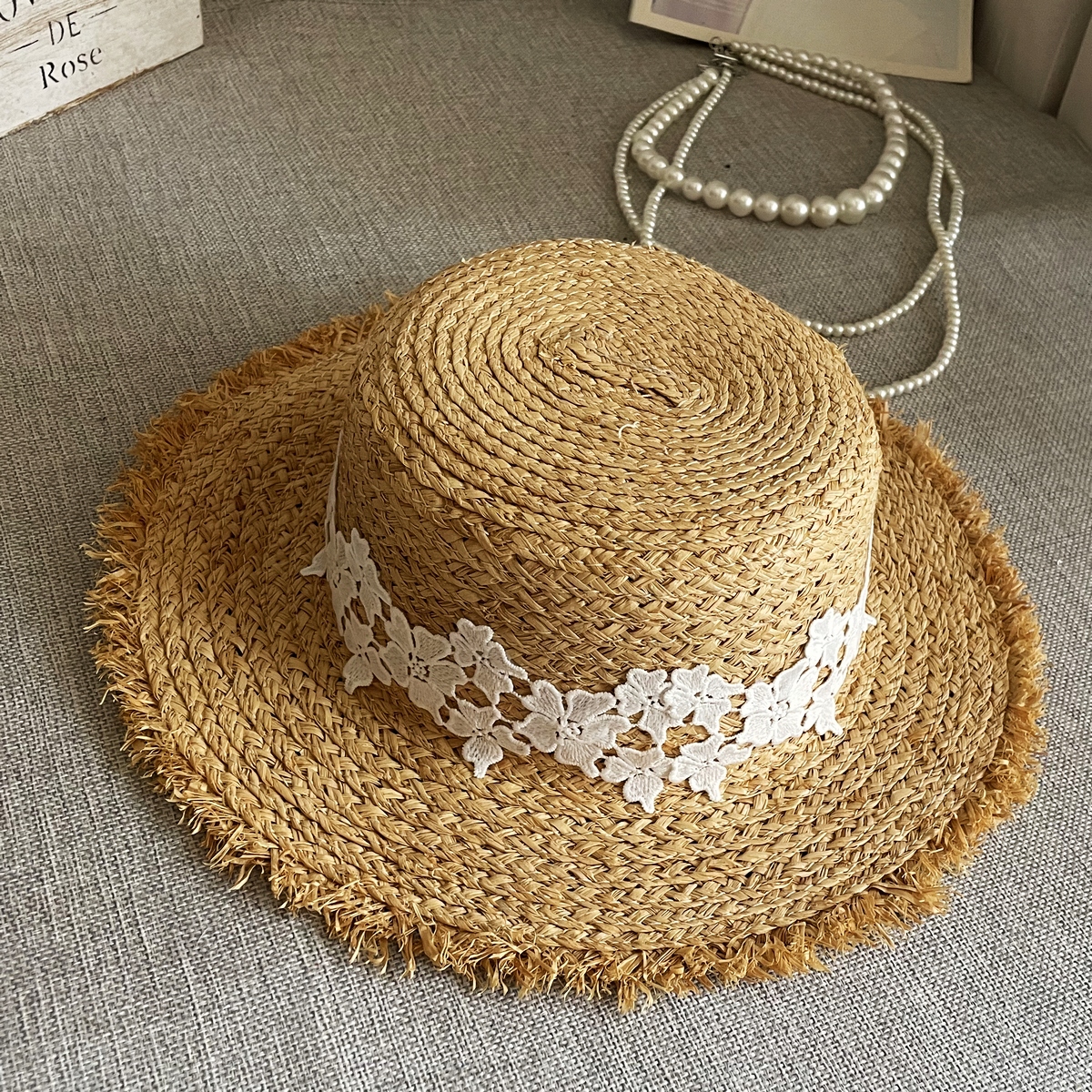 爵士草帽大檐女欧美风格夏季蕾丝