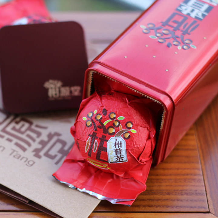 柑源堂 2016新会柑普茶 大红柑陈皮普洱茶桔普茶熟茶叶100g