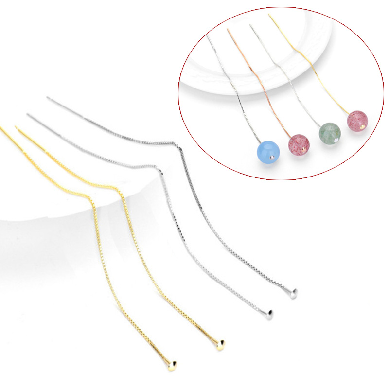 925纯银耳线珍珠耳环手工DIY配件