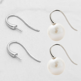 925纯银耳环珍珠空托耳钉手工DIY配件轻奢高跟鞋耳饰品百搭高级感
