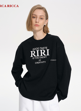 【RiRi】Ricerca Ricca简约休闲百搭宽松标语印花长袖T恤男女同款