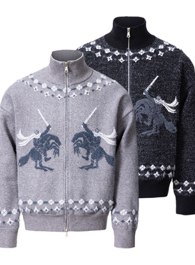 CATSSTAC 圣骑士莫代尔毛织开衫 立领设计 利落有型 骑士图案