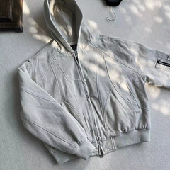 CATSSTAC 薄款座山雕外套男cleanfit风重磅帆布水洗夹克狼灰色