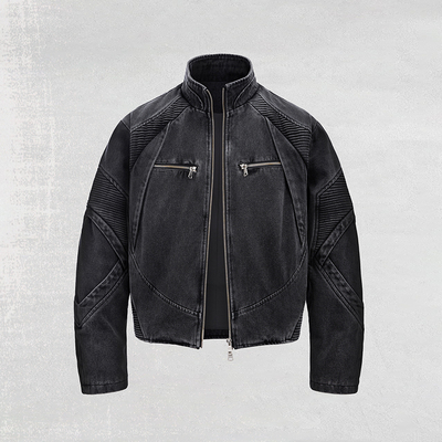 CATSSTAC 灰骑士机车夹克cleanfit小众设计立领休闲外套男潮