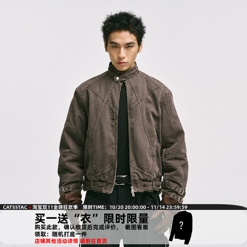 CATSSTAC 木乃伊绑带棉服cleanfit小众高级感设计冬季保暖外套男