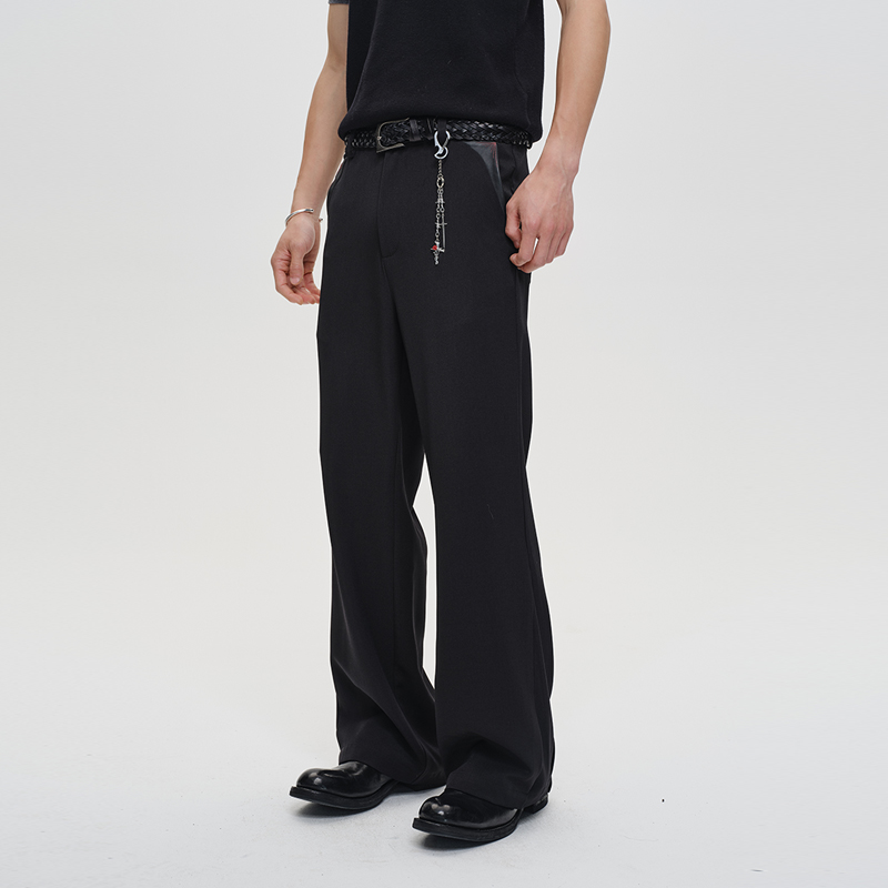 CATSSTAC 缎玉羊皮刺绣西裤 微喇显瘦 轻奢质感 抗皱垂顺