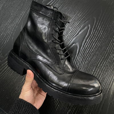 CATSSTAC 黑域水洗马皮固特异高筒靴 高帮马丁靴男