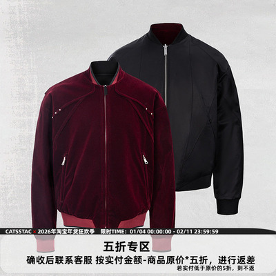 CATSSTAC 圣杯丝绒双面穿bomber夹克cleanfit小众设计休闲外套男
