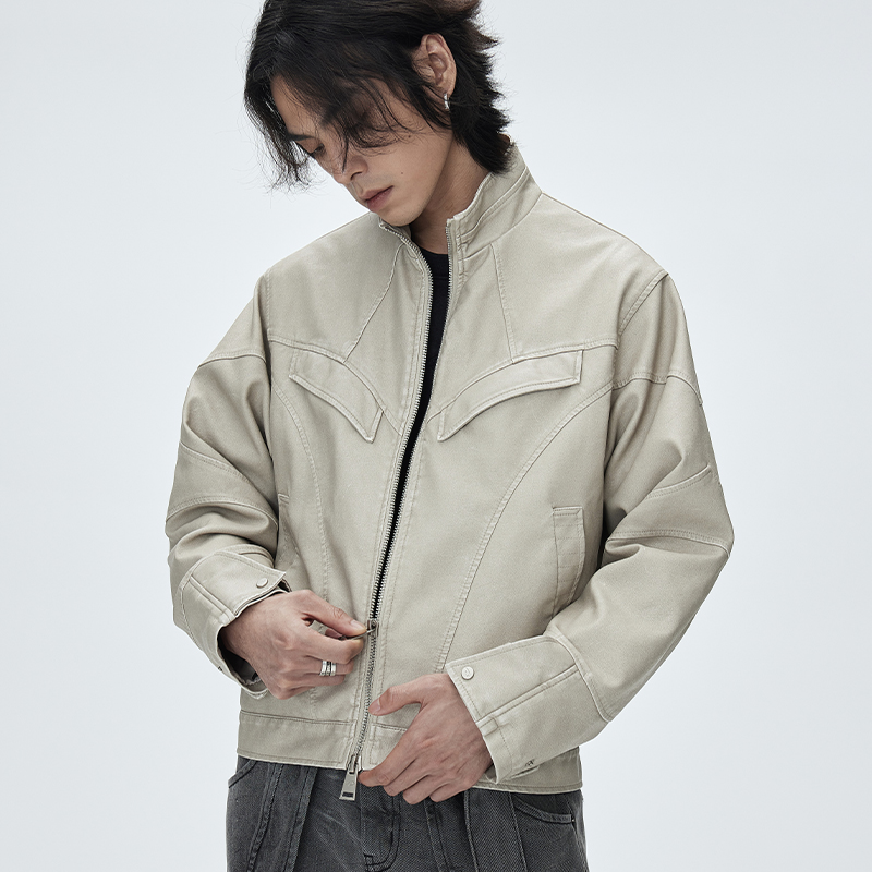 CATSSTAC龙骨做旧水洗皮衣