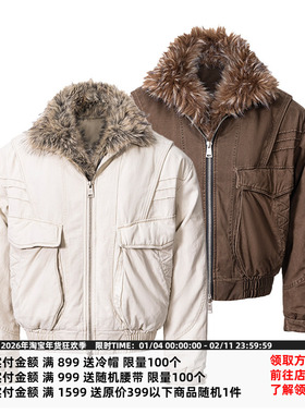 CATSSTAC 狮王可拆卸围巾座山雕 复古水洗 立体口袋设计 短款收腰