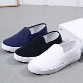 包邮 老北京布鞋 纯黑色帆布鞋 女鞋 一脚蹬懒人防滑轻便平底休闲鞋