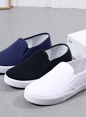 包邮老北京布鞋 纯黑色帆布鞋女鞋 一脚蹬懒人防滑轻便平底休闲鞋