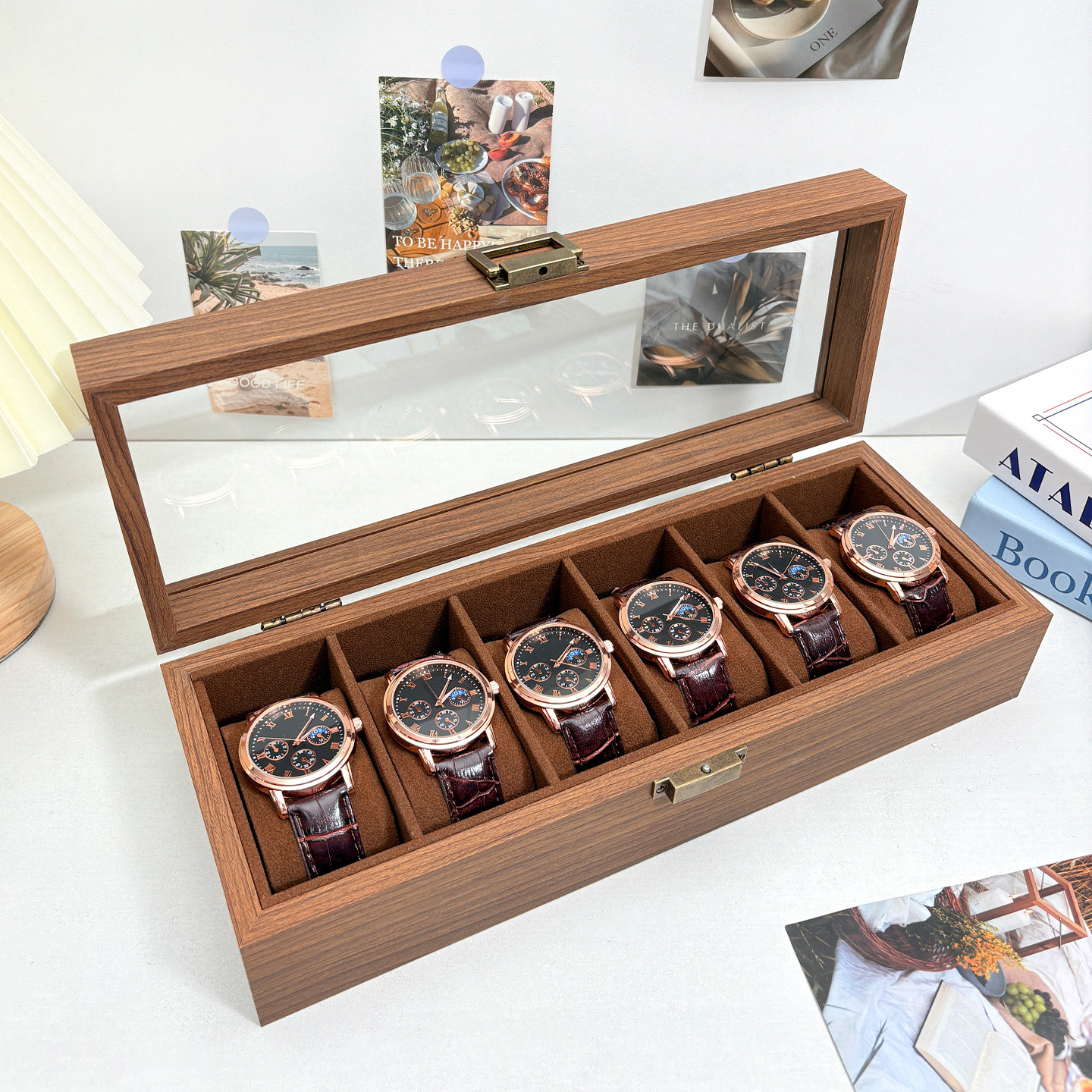 手表收纳盒多格收藏盒翻盖展示盒