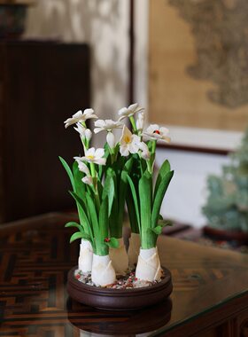 宫廷式景泰蓝骨雕水仙花盆景中式家具摆设高端礼品礼物艺术品收藏