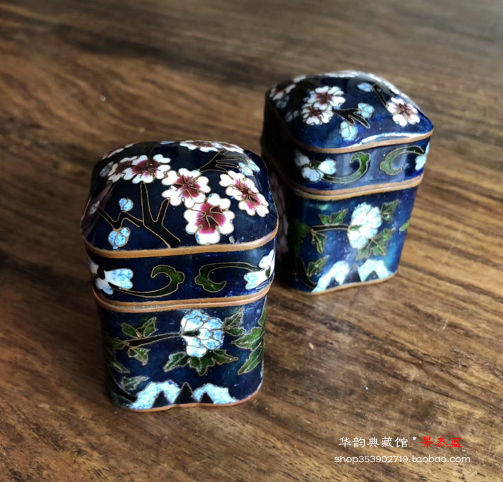 库存老货70年代 景泰蓝盒 银蓝异型小首饰盒 收纳拿 外事礼品收藏