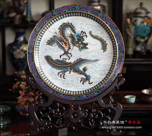 正宗北京特色手工艺品 景泰蓝18寸双面掐丝大摆盘/盘子/中式摆件