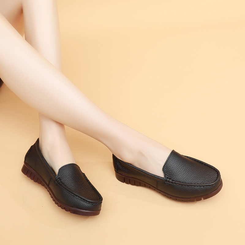 真皮女鞋花牌老人鞋舒适软底皮鞋