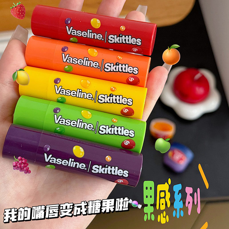 彩虹糖联名~凡士林水果味润唇膏罐装保湿补水厚涂滋润唇膜女3.5G