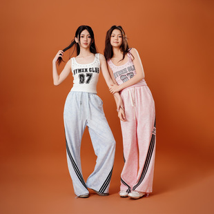 【25夏新品】MYMIX少女甜酷休闲裤女装设计感小众高腰直筒阔腿裤