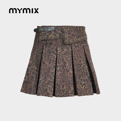 【25冬新品】MYMIX美式复古豹纹印花半身裙女设计感小众显瘦短裙