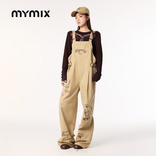 高腰直筒百搭长裤 背带裤 MYMIX卡通印花休闲时尚 女潮 26春新品