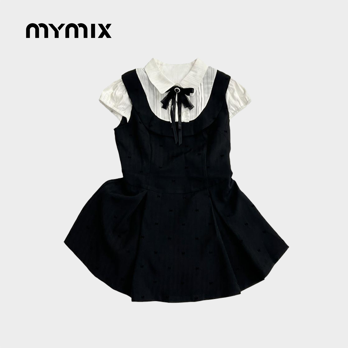 mymix26秋季撞色修身连衣裙图片