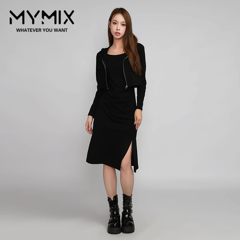 MYMIX我的组合2024秋季新款黑色针织吊带连衣裙短外套两件套,女装/女士精品,时尚套装,淘宝优惠券,粉丝福利购,淘宝优惠卷