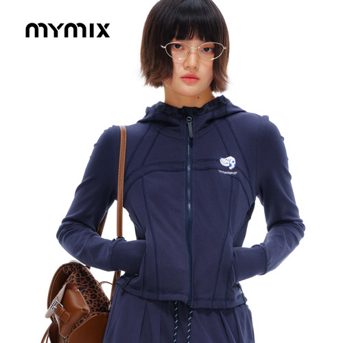 mymix26秋季连帽宽松女棒球夹克