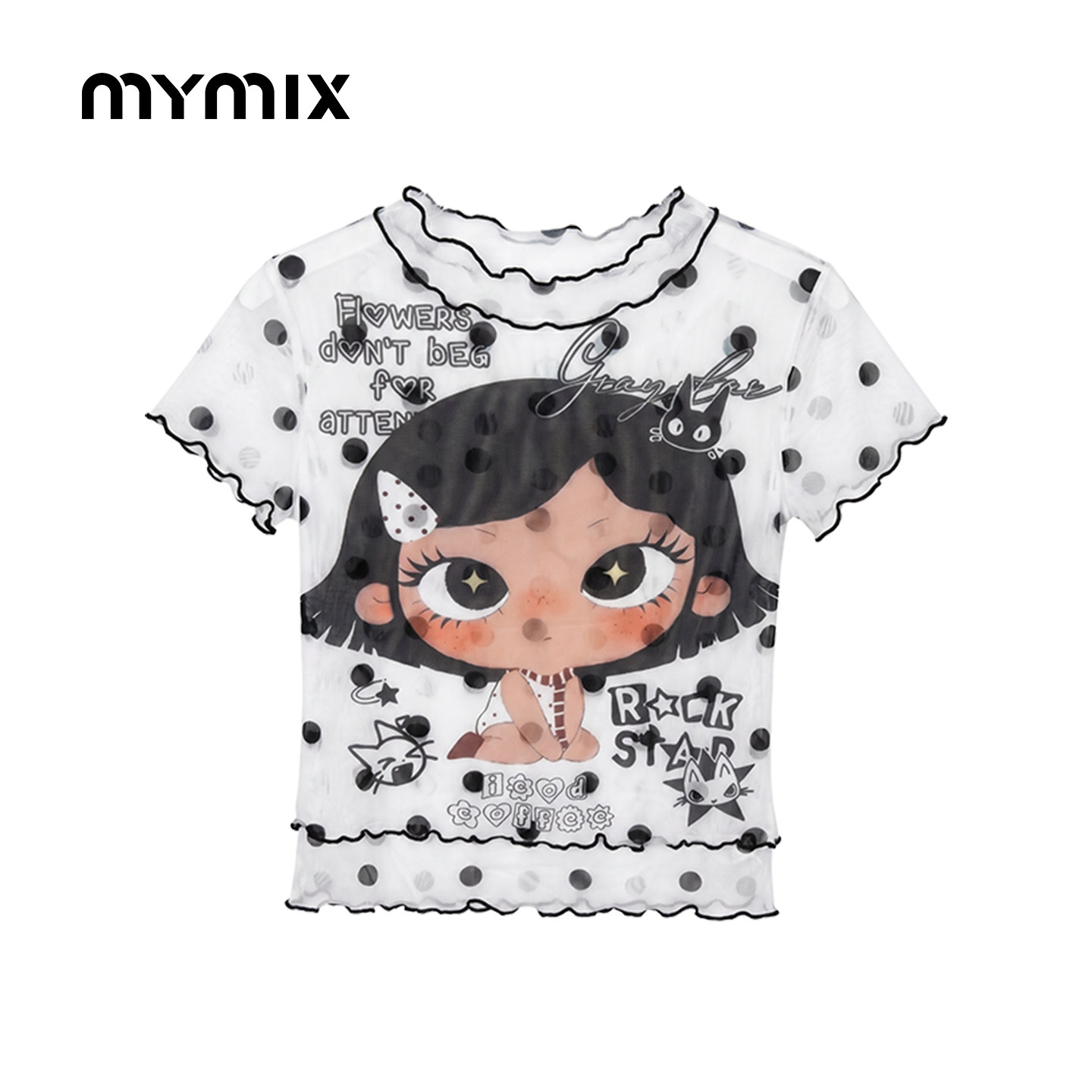 mymix26秋季波点卡通短袖T恤图片