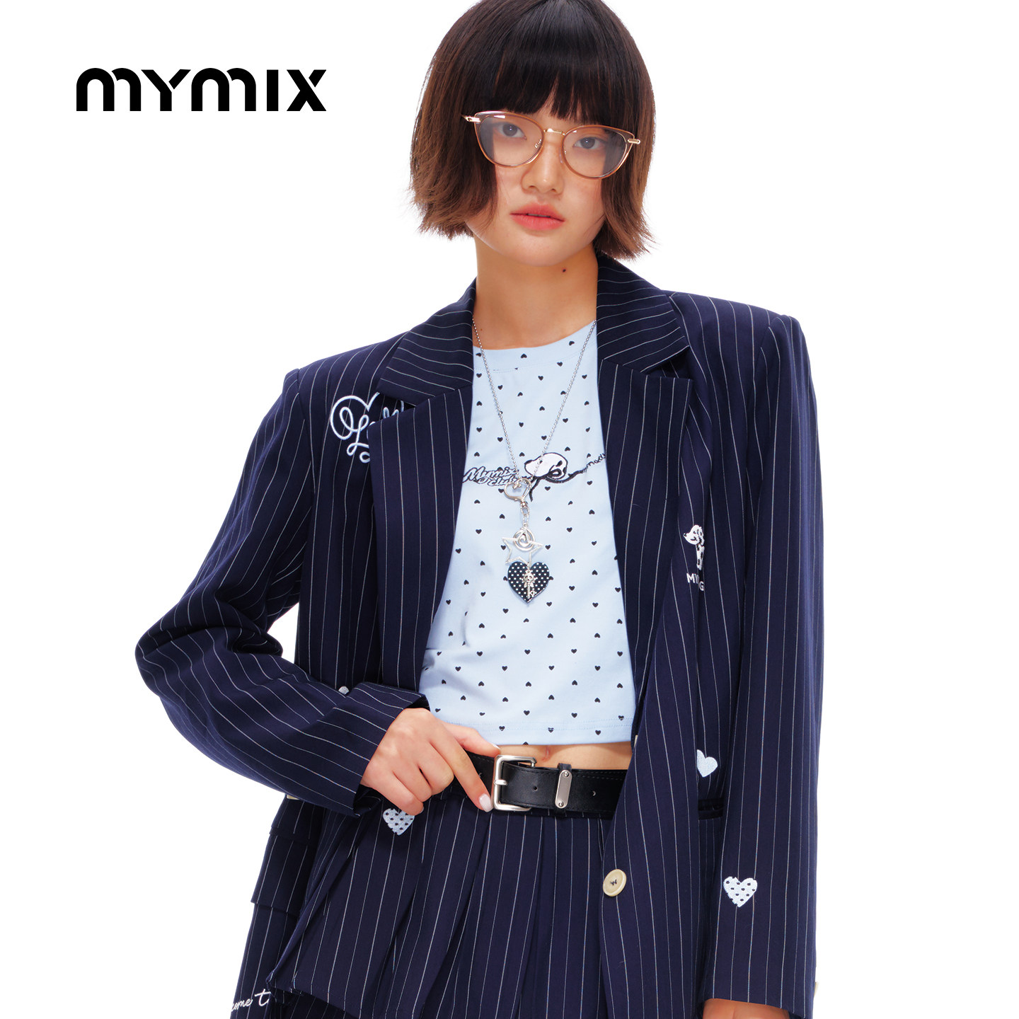 mymix26秋季条纹长袖西服外套图片