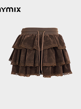 【25冬新品】MYMIX美式复古蛋糕裙高腰显腿长蓬蓬松塔可可半身裙