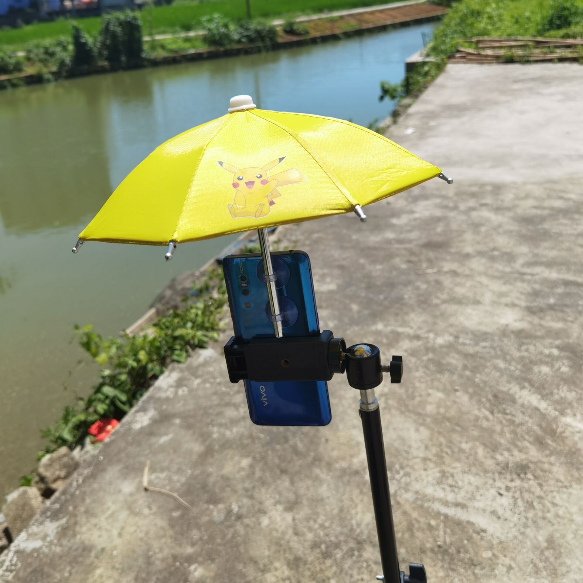 手机吸盘小雨伞自拍直播杆支架户外三脚架吸盘可爱遮阳防晒防雨
