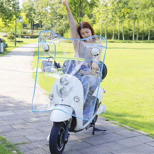 电动车挡风板摩托车挡风被透明电女装踏板车遮雨防风罩子加大