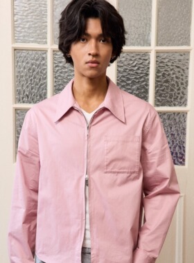 Retro 21 R21 粉米色双头拉链微宽松纯棉衬衣