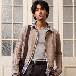 Retro 21 R21 羊毛扭花拼接法兰绒全棉衬衣假两件微宽松开衫