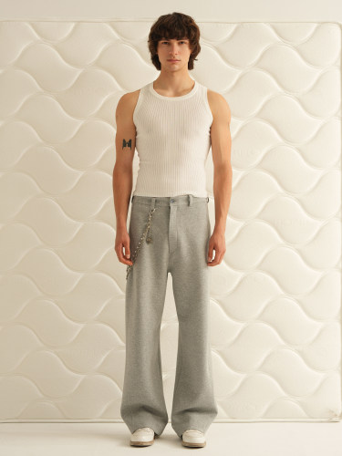 纯色舒适空气层宽松垂坠弯刀裤