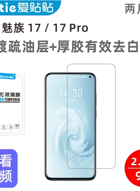 爱贴贴 适用魅族17钢化膜，Meizu 17Pro无孔手机膜电镀疏油层非全屏覆盖防指纹玻璃贴膜两片装