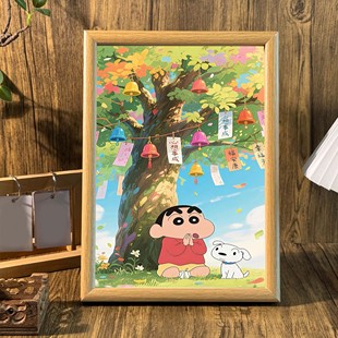 飾擺件墻面掛畫 蠟筆小新心想事成治愈系桌面相框祝福禮物送朋友裝