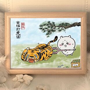chiikawa吉伊打虎图乌萨奇周边摆件相框书桌宿舍搞笑装饰画ins风