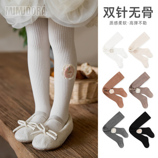 宝宝秋季连裤袜白色儿童打底裤可爱卡通女童打底袜浅驼色连体袜子