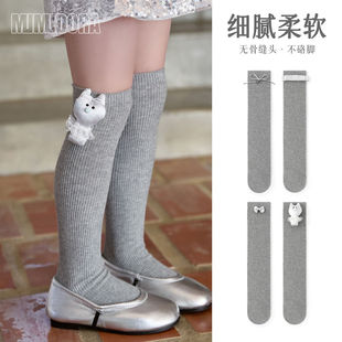 miu宝宝袜子春款过膝女童长筒袜配裙子外穿可爱中筒袜儿童小腿袜