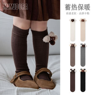 秋冬加厚宝宝长筒袜儿童袜子女童可爱公仔中筒袜加绒保暖小腿袜子