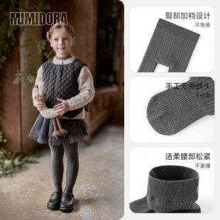 儿童打底裤冬款宝宝加绒外穿连裤袜女童加厚保暖灰色连体袜裤袜子
