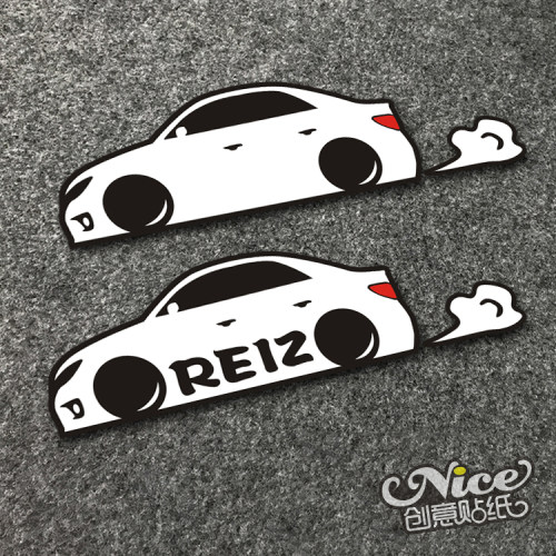 REIZ新锐志改装MARKX Q版创意反光车贴后挡风装饰贴划痕车贴