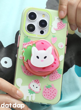 dokdatdap草莓猫咪原创iPhone15promax手机壳磁吸个性趣味适用苹果14pro磁吸壳新款可爱卡通苹果13潮流小众女