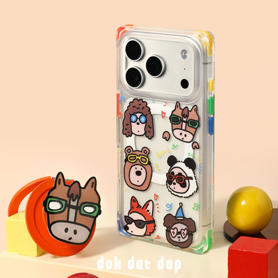 dokdatdap面包小马大头贴原创iPhone17pro手机壳个性适用苹果16pro磁吸手机壳可新款爱手绘卡通苹果小众款17